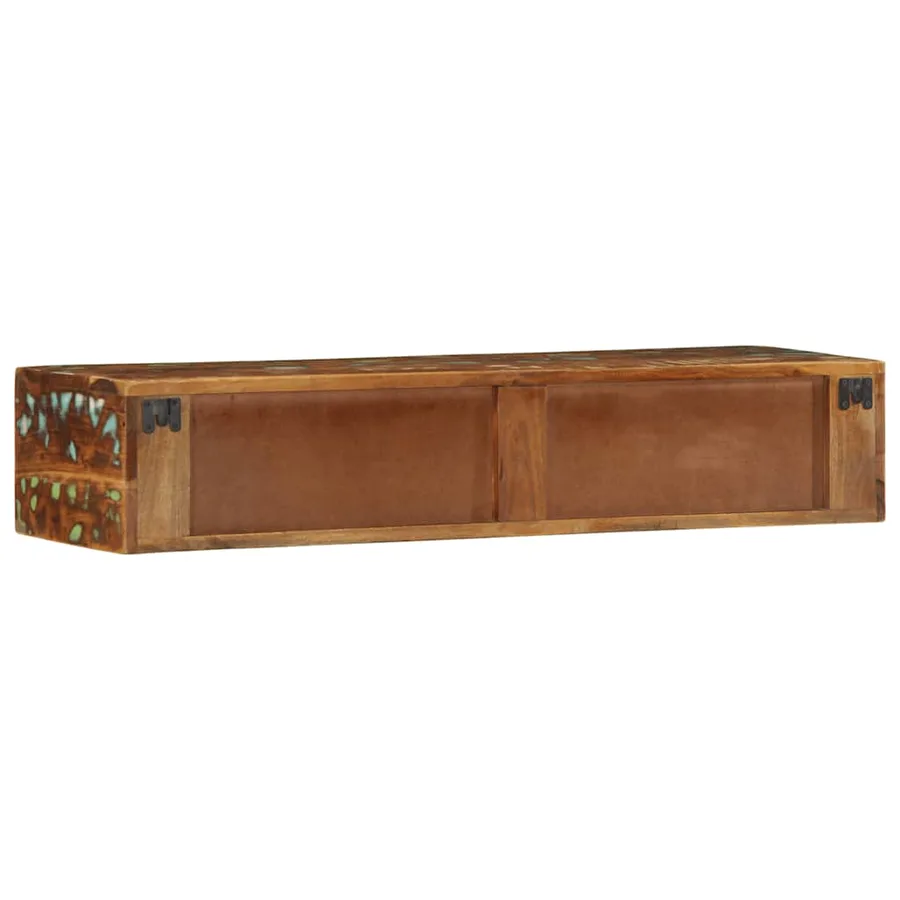 Meuble TV mural 100x30x19 cm bois massif de récupération - 7