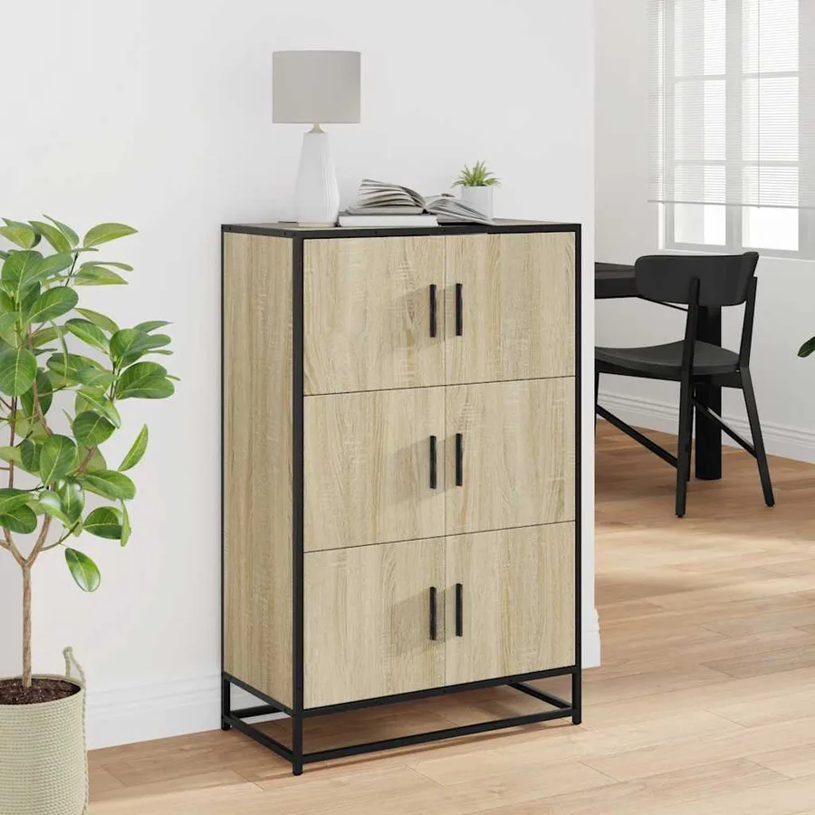 Buffet haut chêne sonoma 68x35x106,5 cm bois ingénierie métal - 3
