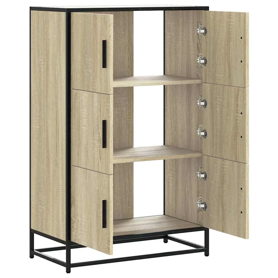 Buffet haut chêne sonoma 68x35x106,5 cm bois ingénierie métal - 7