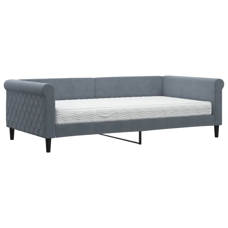 Lit de jour avec matelas gris foncé 100x200 cm velours - 2