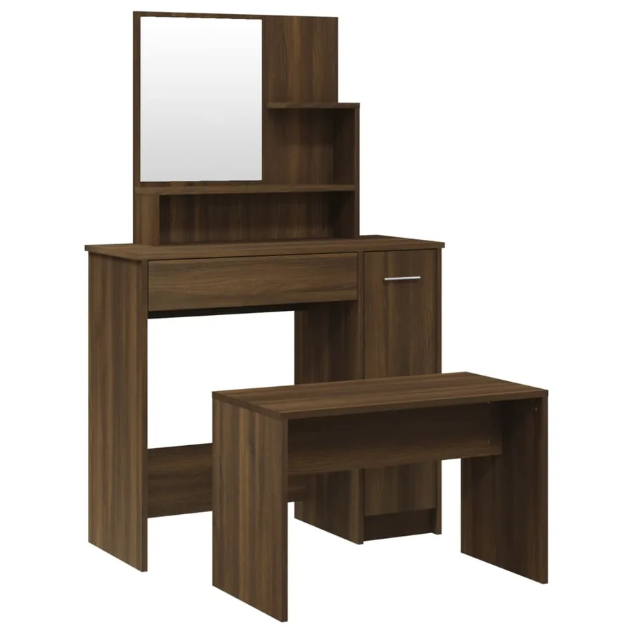Ensemble de coiffeuse Chêne marron 86,5x35x136 cm - 2
