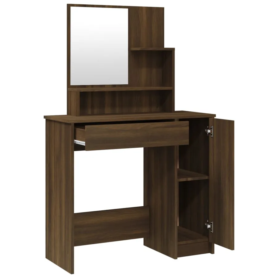 Ensemble de coiffeuse Chêne marron 86,5x35x136 cm - 5