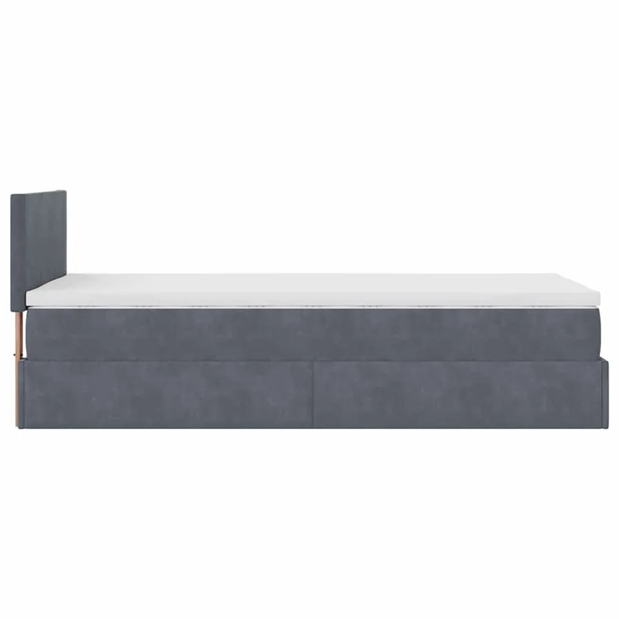 Cadre de lit ottoman avec matelas gris foncé 90x190 cm velours - 10