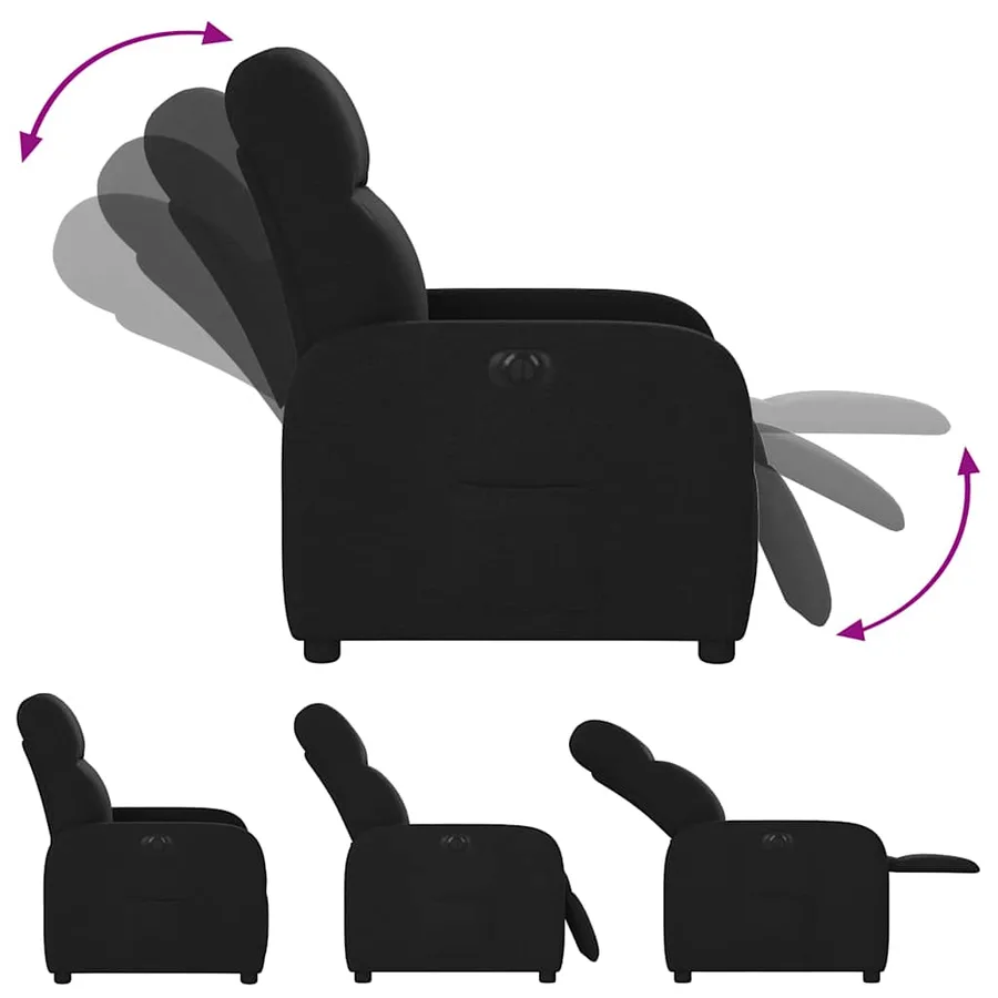Fauteuil inclinable électrique Noir Tissu - 8