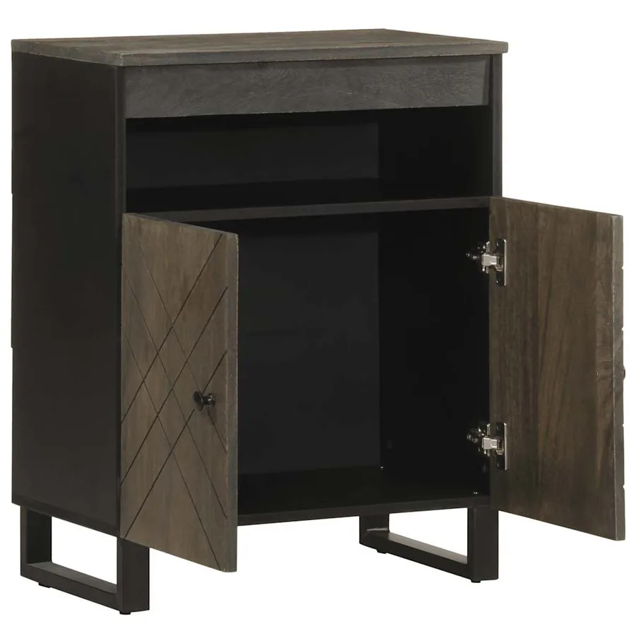 Buffet noir 60x33x75 cm bois massif de manguier - 2