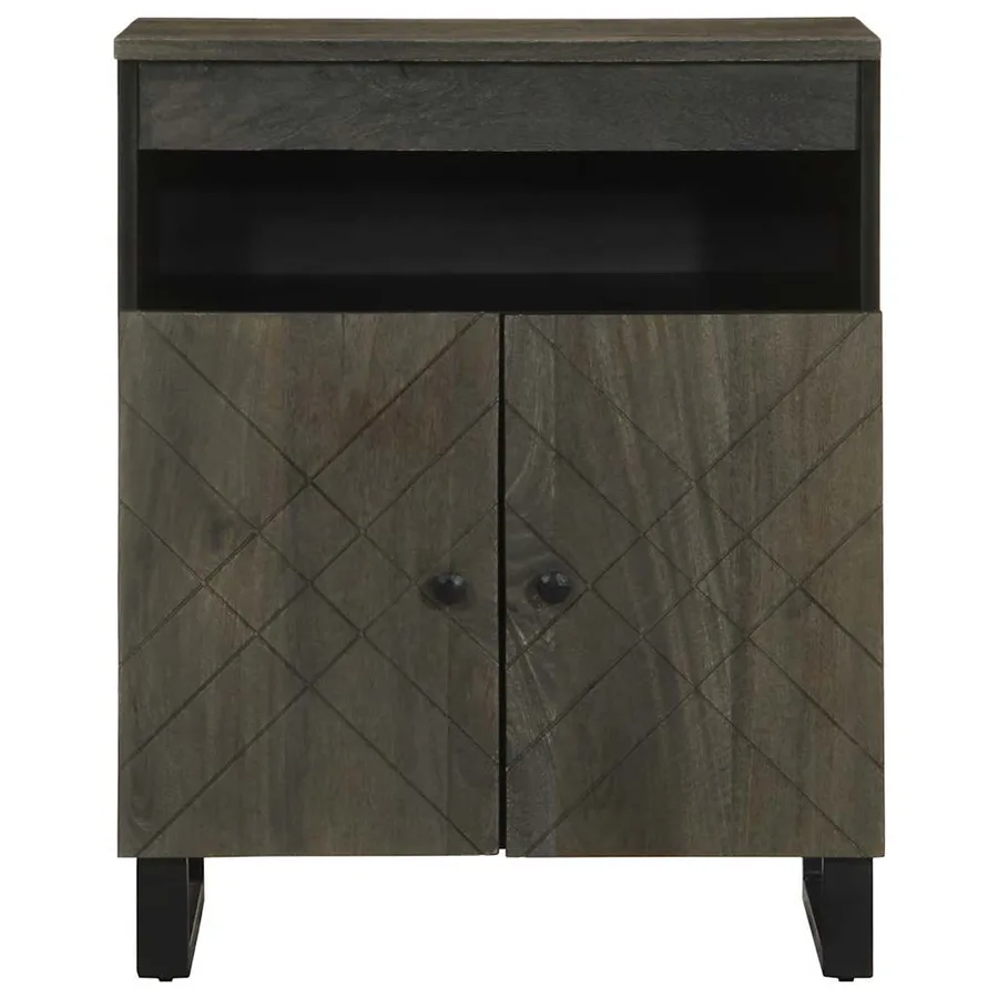 Buffet noir 60x33x75 cm bois massif de manguier - 3