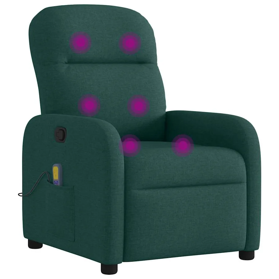 Fauteuil de massage inclinable Vert foncé Tissu - 6