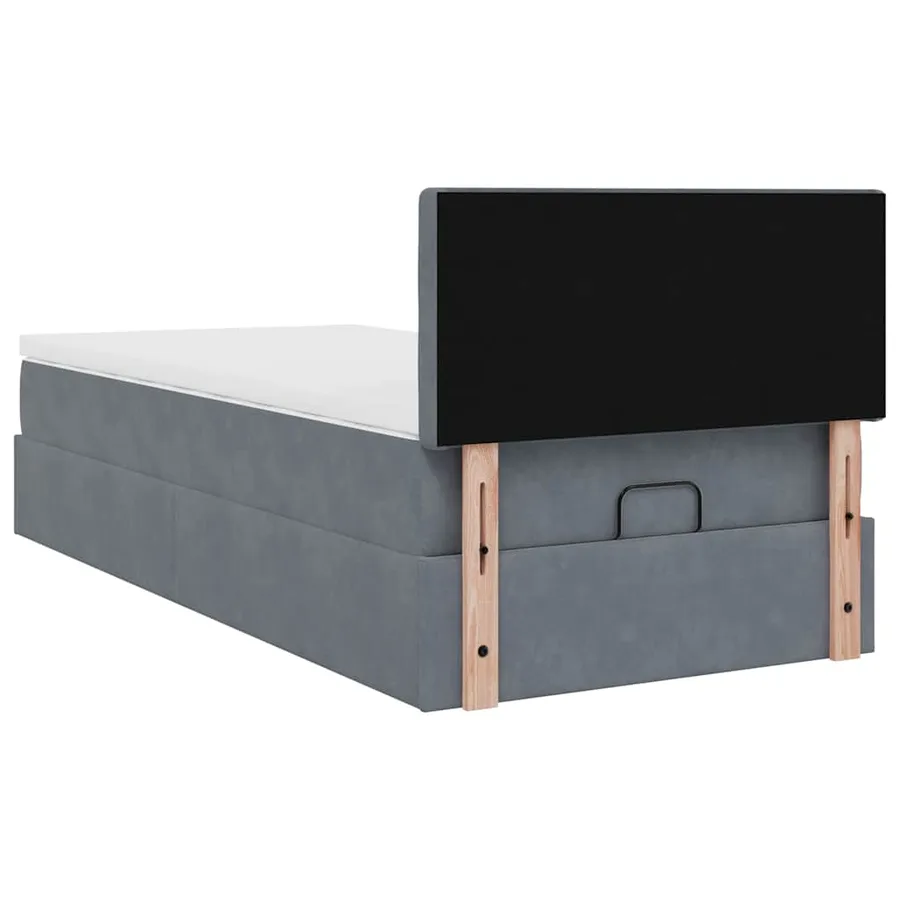 Cadre de lit ottoman avec matelas gris foncé 90x190 cm velours - 11
