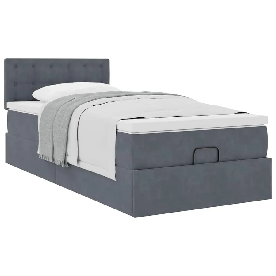 Cadre de lit ottoman avec matelas gris foncé 90x190 cm velours - 5