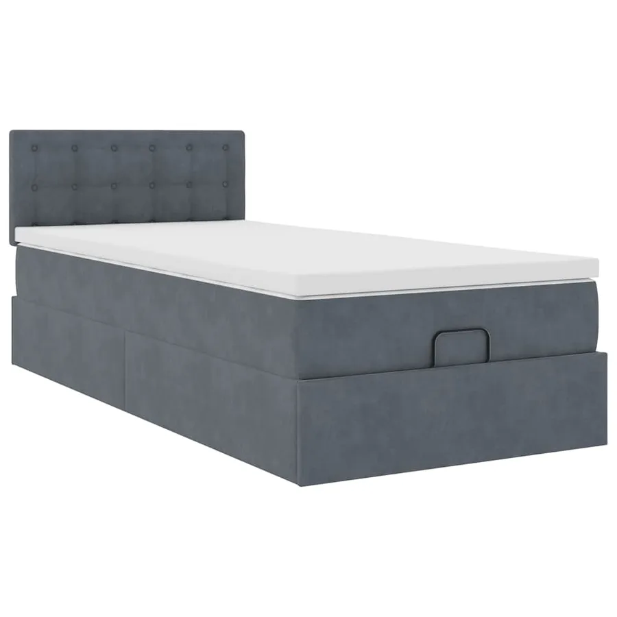 Cadre de lit ottoman avec matelas gris foncé 90x190 cm velours - 6