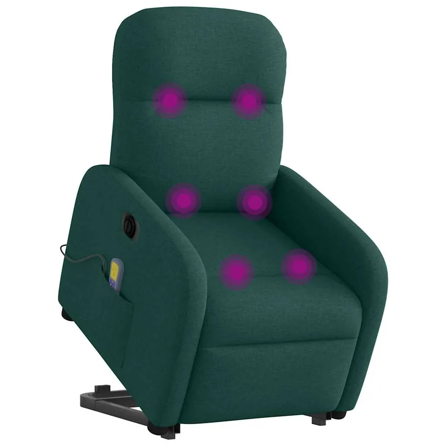Fauteuil inclinable de massage électrique Vert foncé Tissu - 3