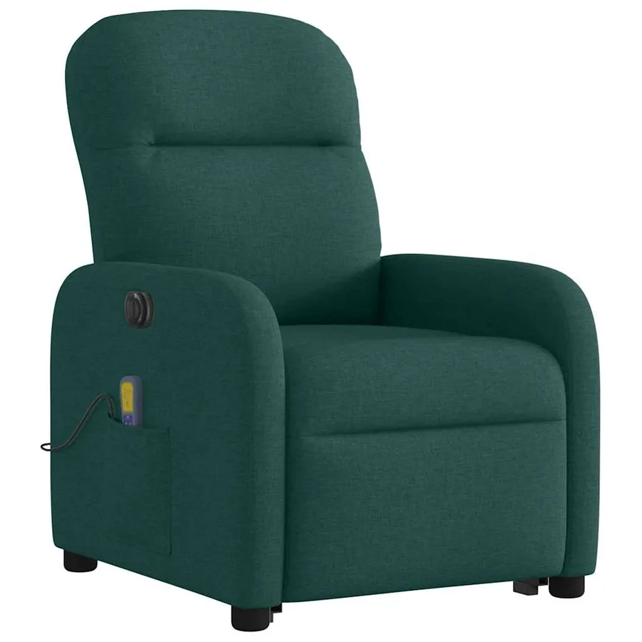 Fauteuil inclinable de massage électrique Vert foncé Tissu - 4