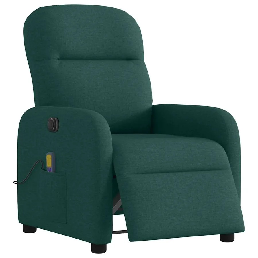 Fauteuil de massage inclinable électrique Vert foncé Tissu - 3