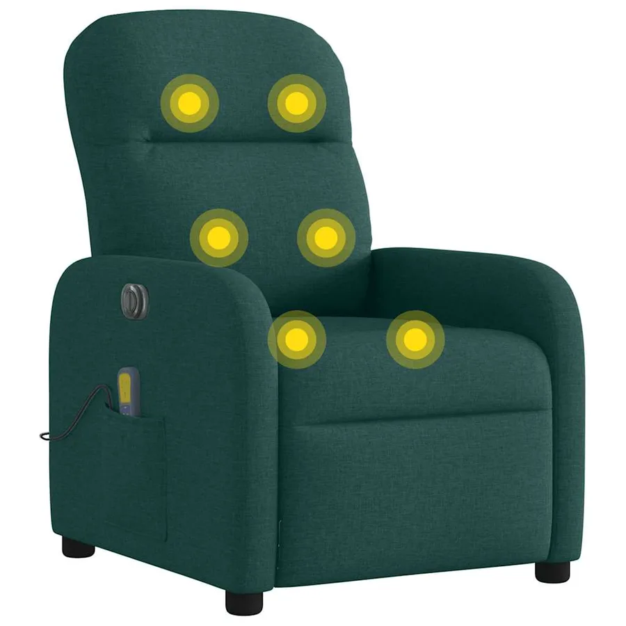 Fauteuil de massage inclinable électrique Vert foncé Tissu - 8