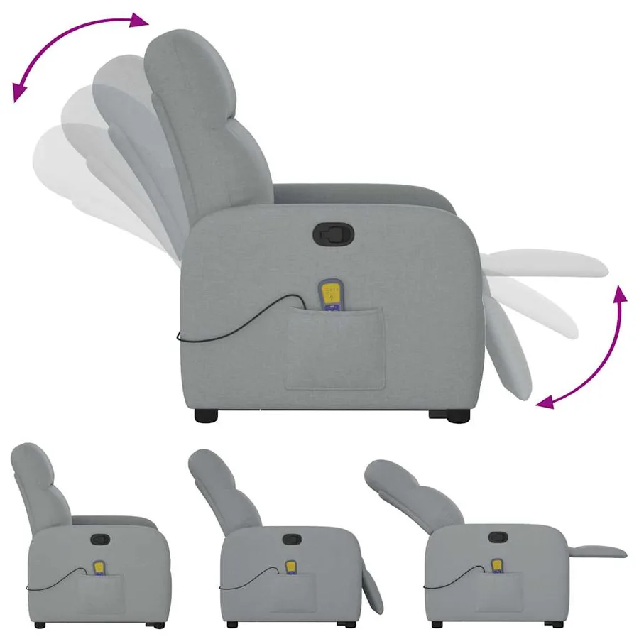 Fauteuil de massage inclinable Gris clair Tissu - 8