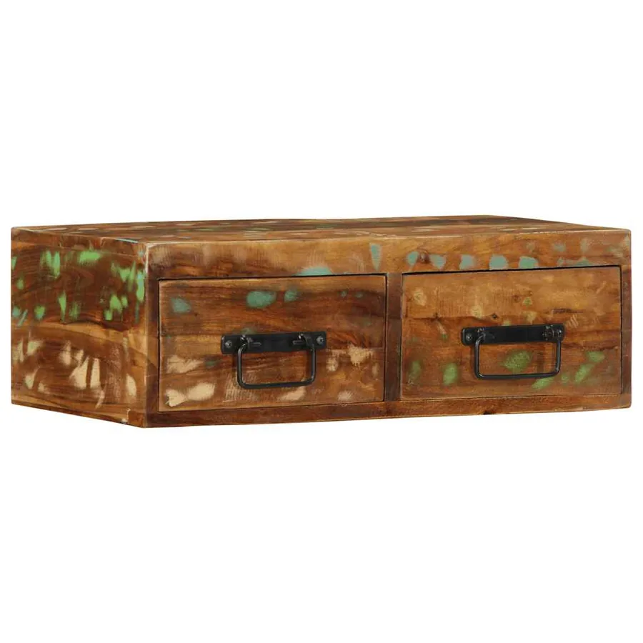 Meuble TV mural 60x30x19 cm bois massif de récupération