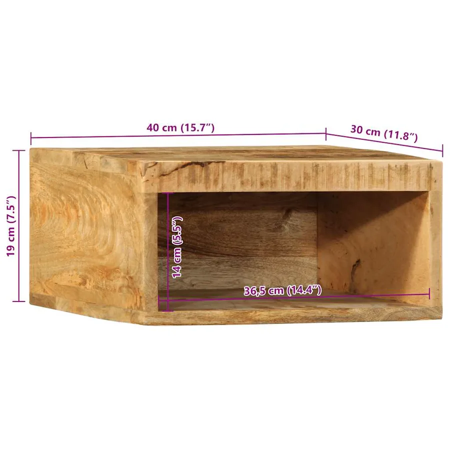 Meuble TV mural 40x30x19 cm bois massif de manguier brut - 10