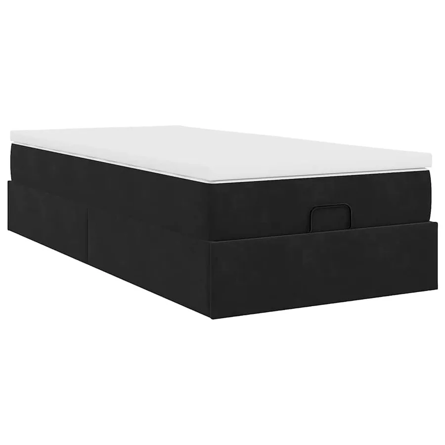 Cadre de lit ottoman avec matelas noir 90x190 cm velours - 10