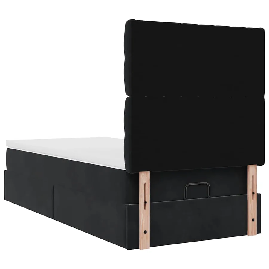 Cadre de lit ottoman avec matelas noir 90x190 cm velours - 10