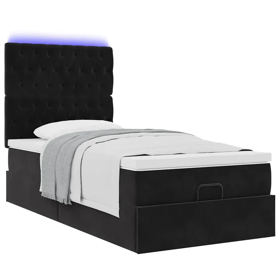 Cadre de lit ottoman avec matelas noir 90x190 cm velours - 6