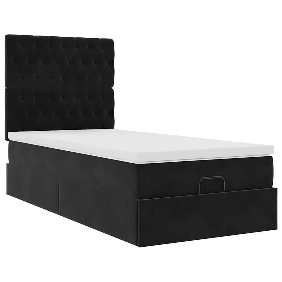 Cadre de lit ottoman avec matelas noir 90x190 cm velours - 7