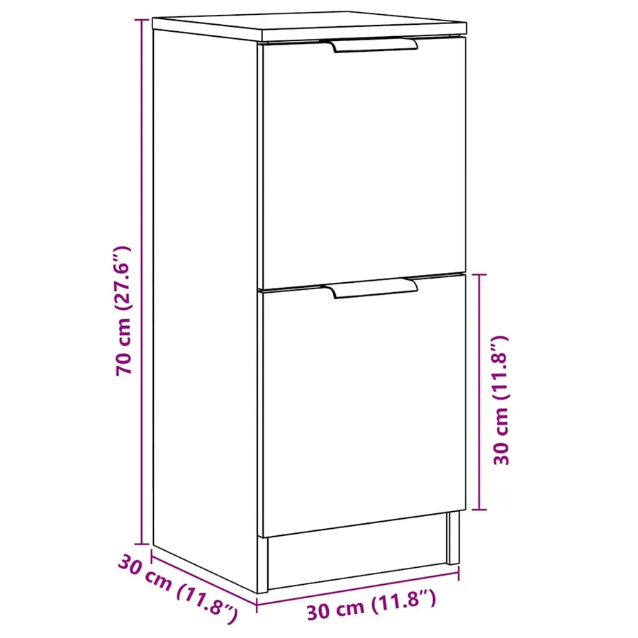 Buffets 2 pcs vieux bois 30x30x70 cm bois d'ingénierie - 11