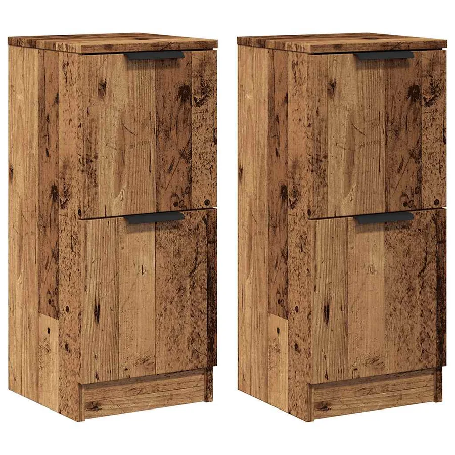 Buffets 2 pcs vieux bois 30x30x70 cm bois d'ingénierie - 2