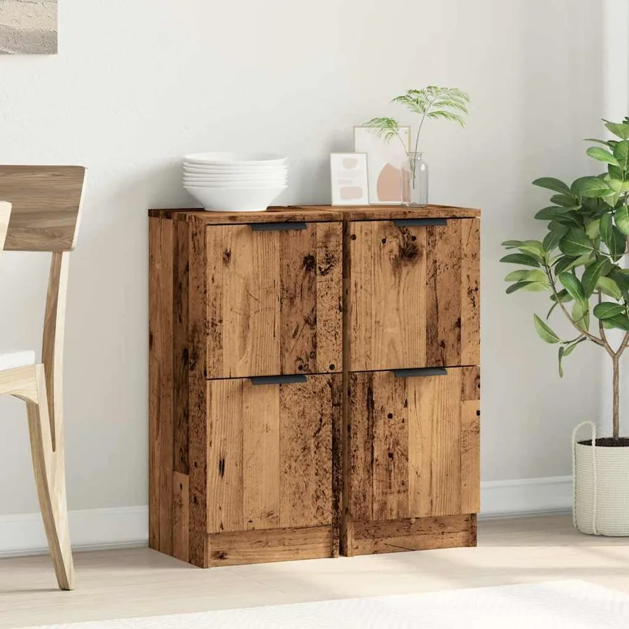 Buffets 2 pcs vieux bois 30x30x70 cm bois d'ingénierie - 3