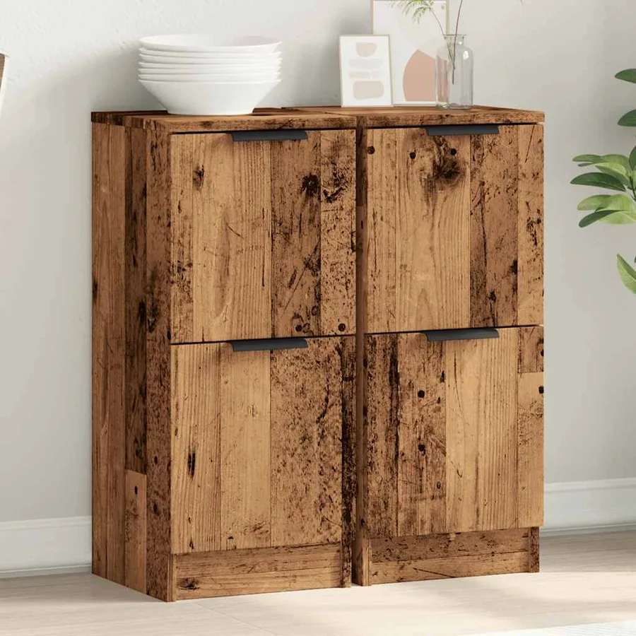 Buffets 2 pcs vieux bois 30x30x70 cm bois d'ingénierie - 4