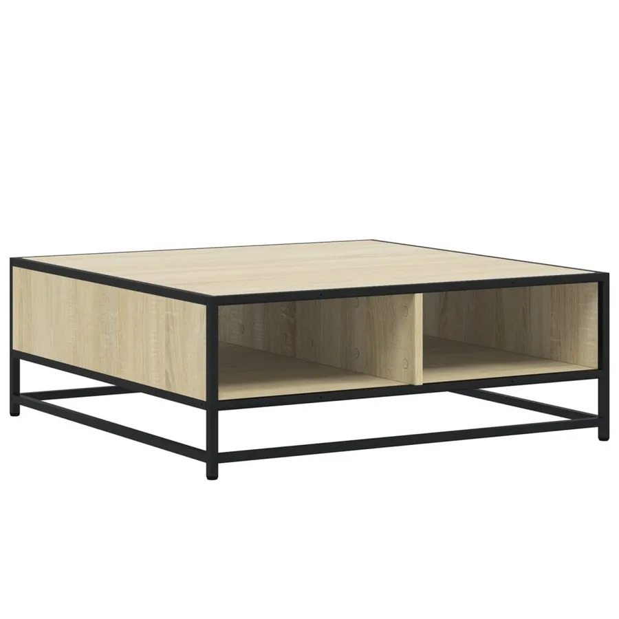 Table basse chêne sonoma 80x80x30 cm bois d'ingénierie et métal - 2