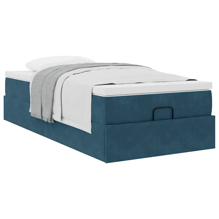 Cadre de lit ottoman avec matelas bleu foncé 90x190 cm velours - 5