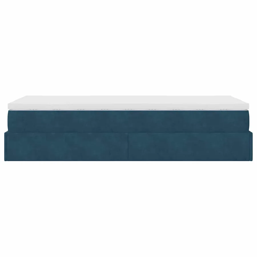 Cadre de lit ottoman avec matelas bleu foncé 90x190 cm velours - 9