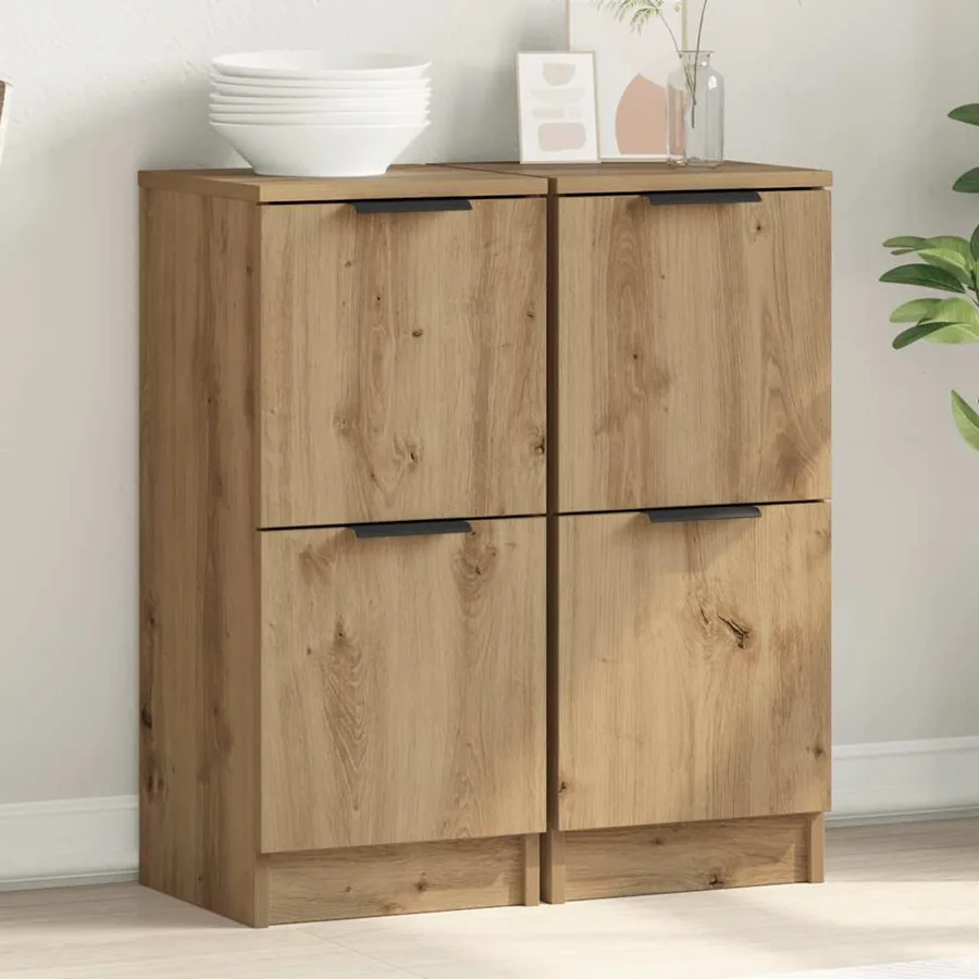 Buffets 2 pcs chêne artisanal 30x30x70 cm bois d'ingénierie