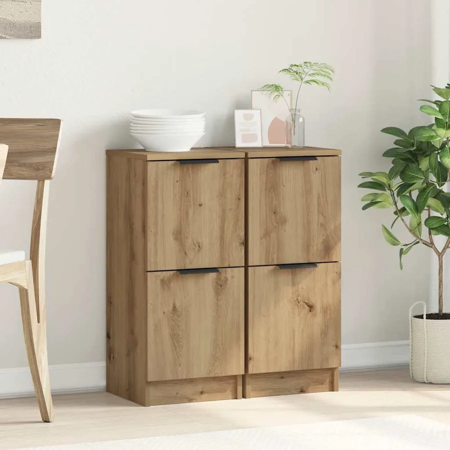Buffets 2 pcs chêne artisanal 30x30x70 cm bois d'ingénierie - 3