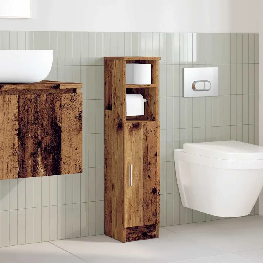 Meuble de salle de bain avec porte-rouleau vieux bois - 3