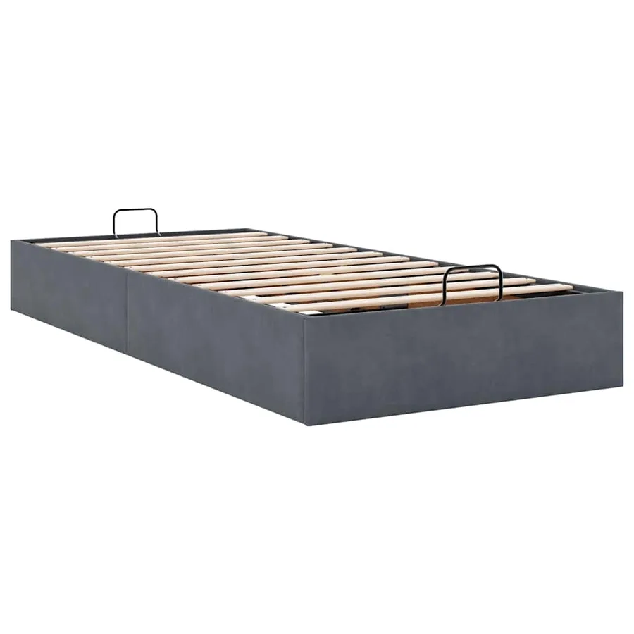 Cadre de lit ottoman sans matelas gris foncé 90x190 cm velours - 6