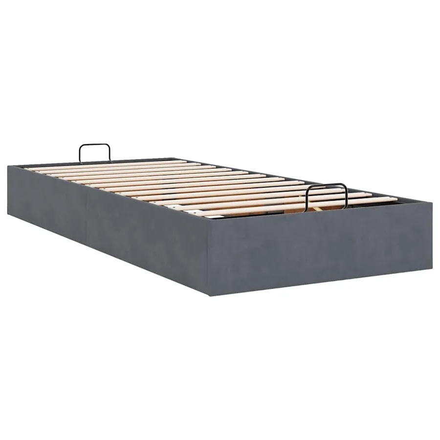 Cadre de lit ottoman sans matelas gris foncé 90x190 cm velours - 9