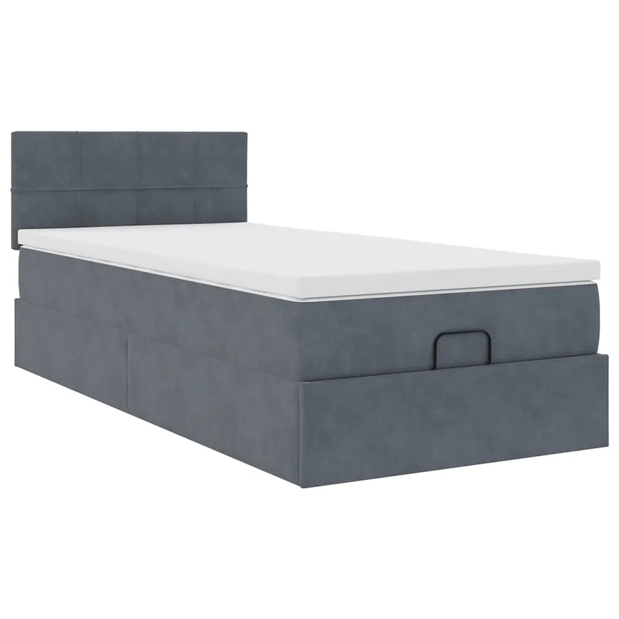 Cadre de lit ottoman avec matelas gris foncé 90x190 cm velours - 6