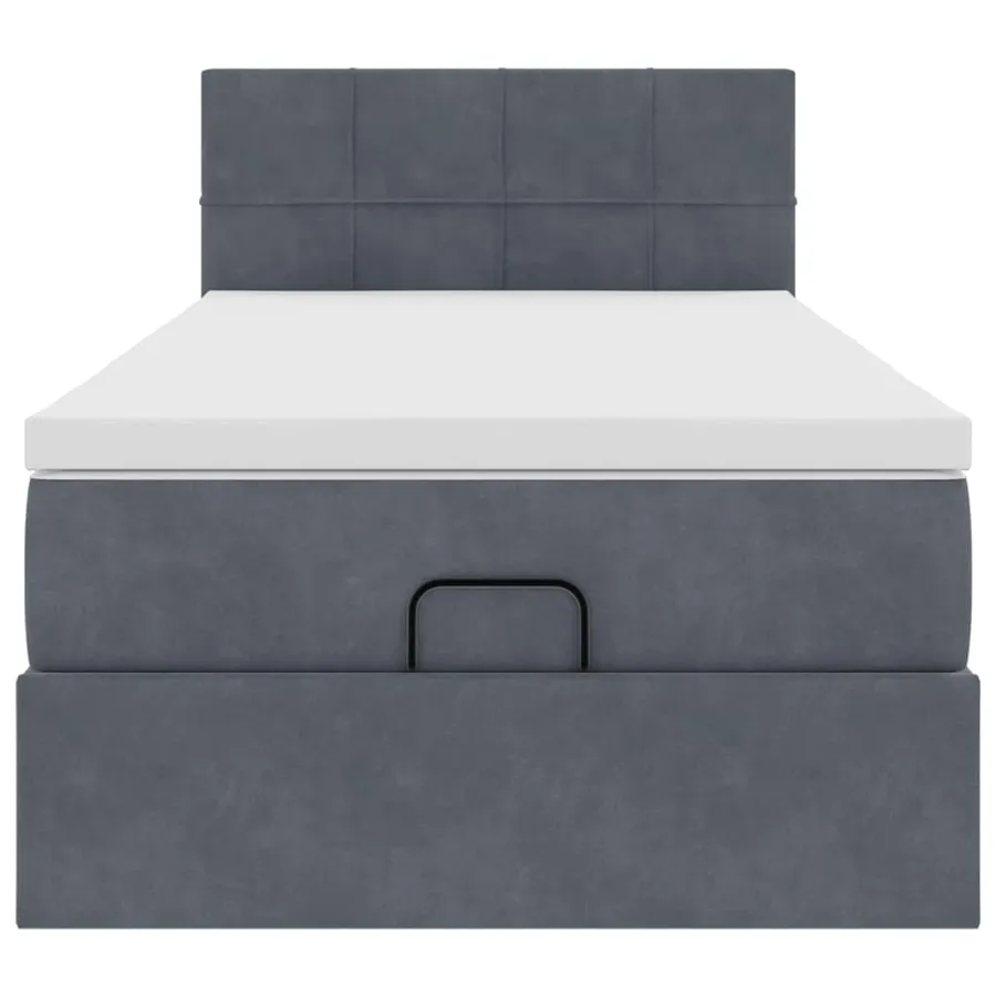 Cadre de lit ottoman avec matelas gris foncé 90x190 cm velours - 7