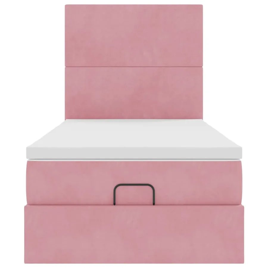 Cadre de lit ottoman avec matelas rose 90x190 cm velours - 7