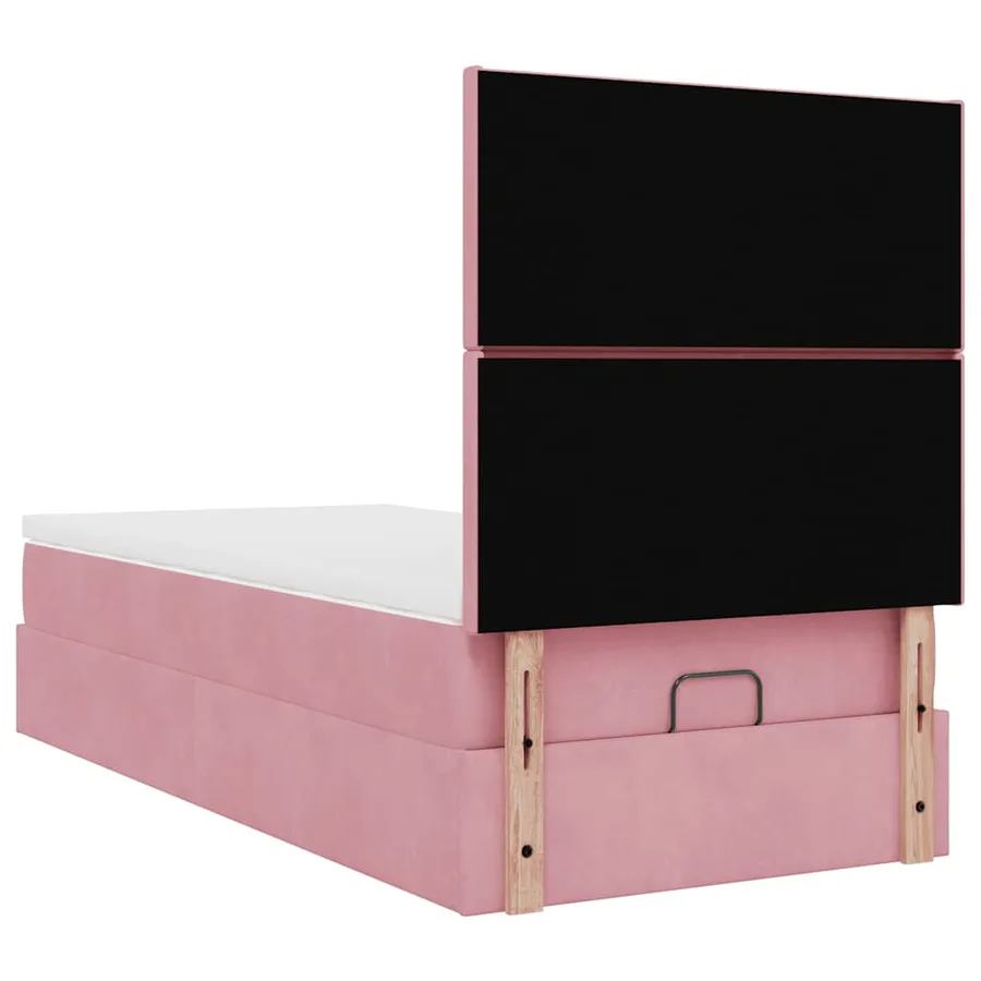 Cadre de lit ottoman avec matelas rose 90x190 cm velours - 9