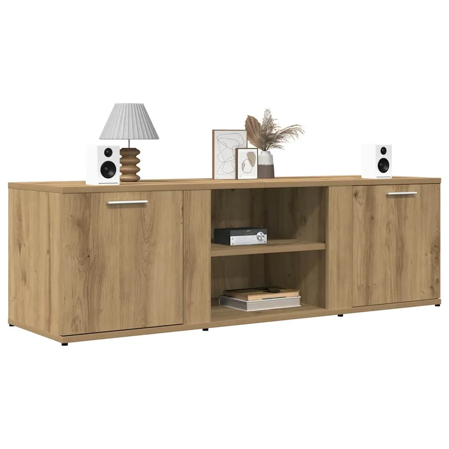 Meuble TV chêne artisanal 120x34x37 cm bois d'ingénierie - 3