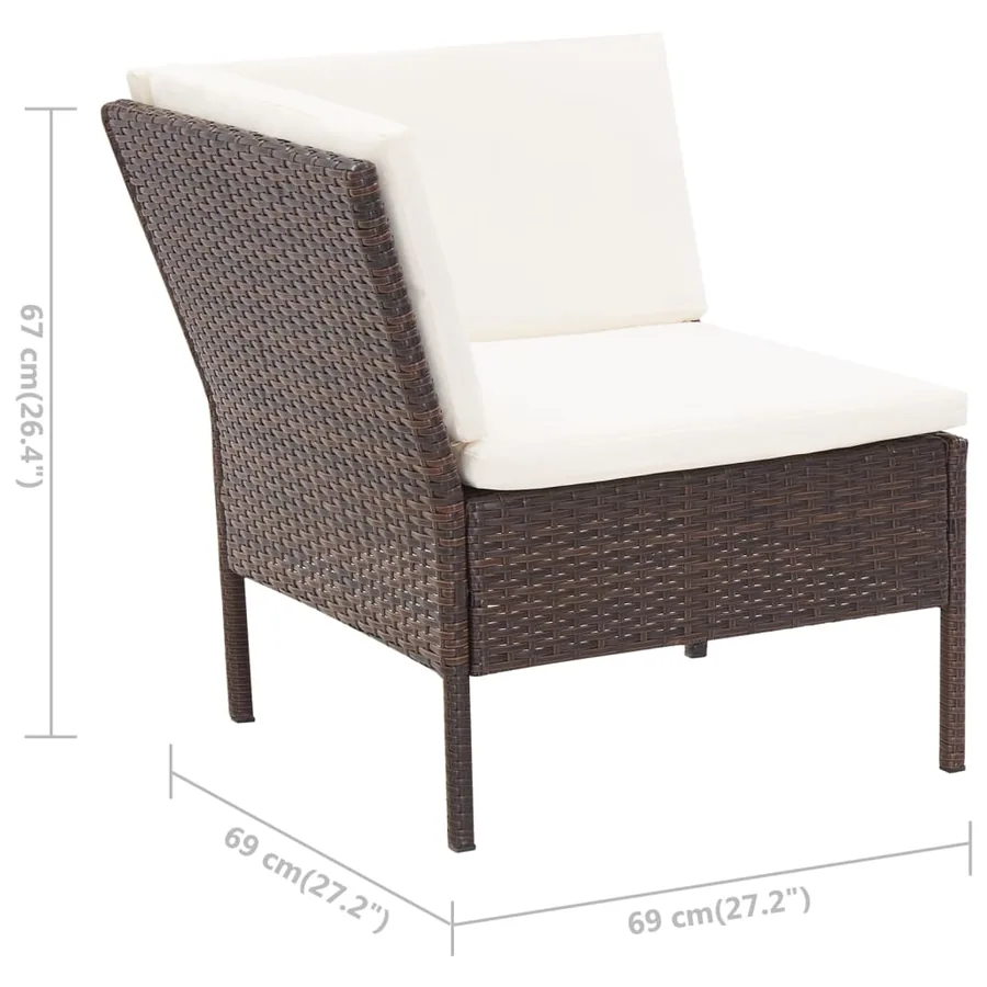 Salon de jardin 6 pcs avec coussins Résine tressée Marron - 16
