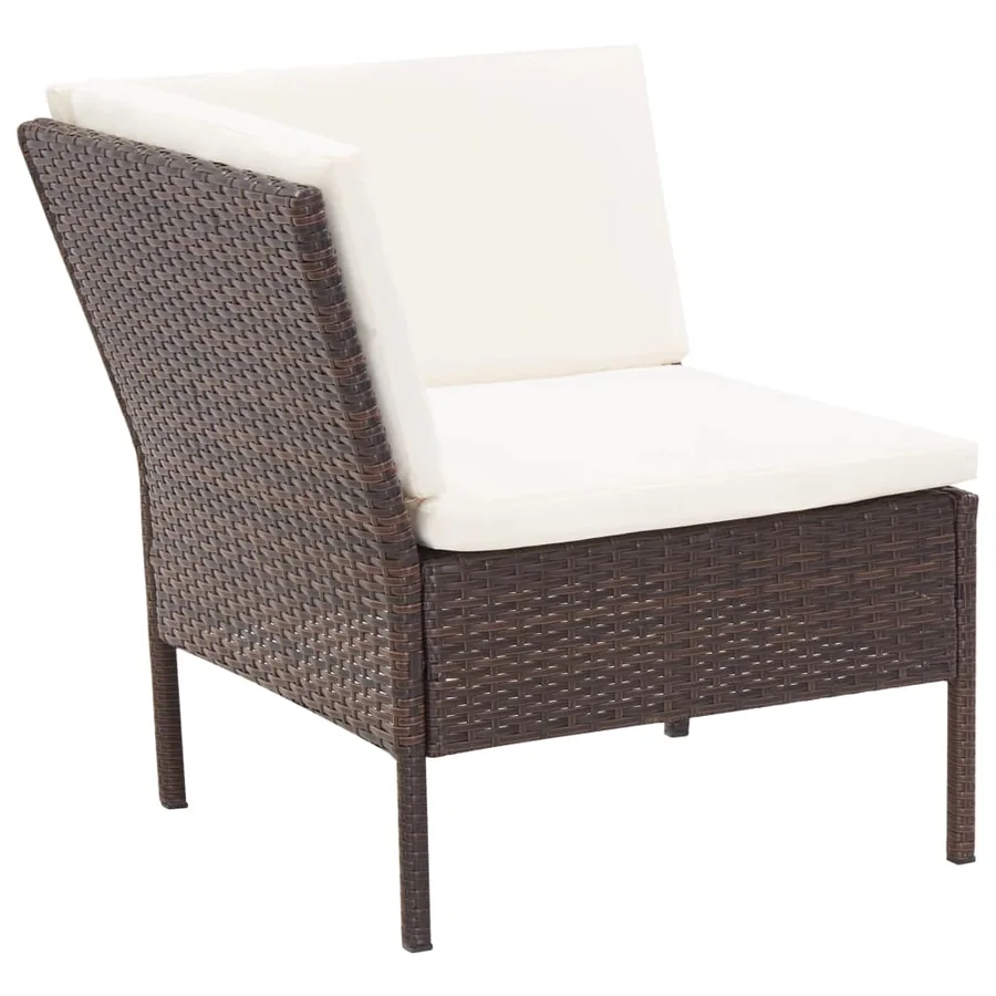 Salon de jardin 6 pcs avec coussins Résine tressée Marron - 3
