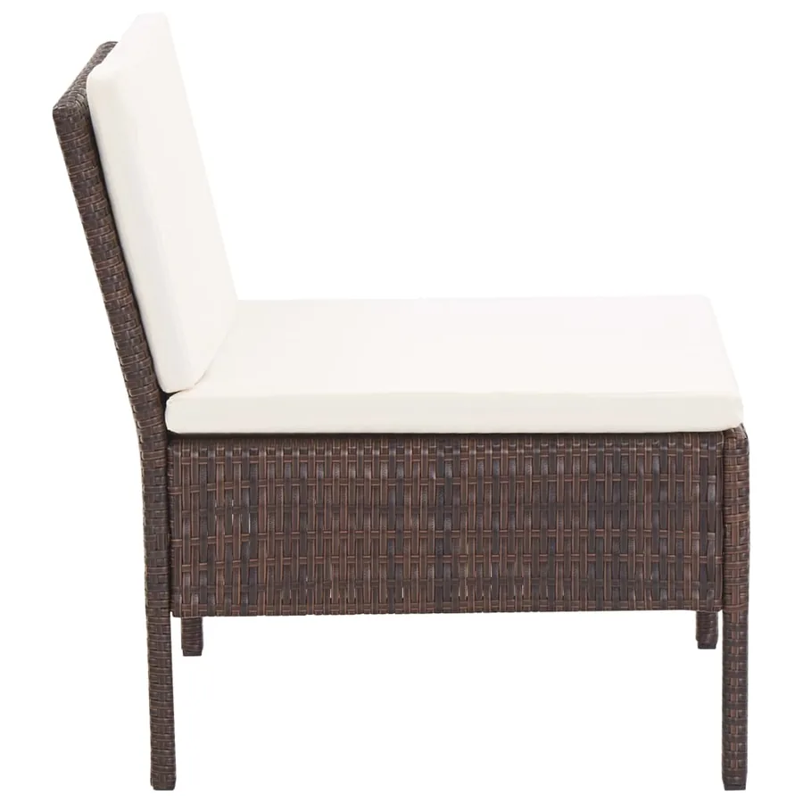 Salon de jardin 6 pcs avec coussins Résine tressée Marron - 9