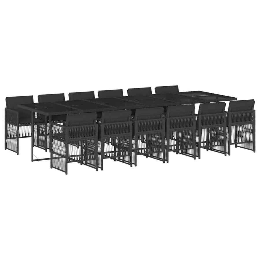 Ensemble à manger de jardin 13 pcs coussins noir résine tressée - 2