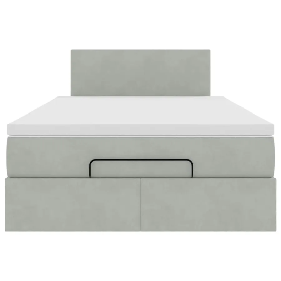 Cadre de lit ottoman et matelas gris clair 120x200 cm velours - 7