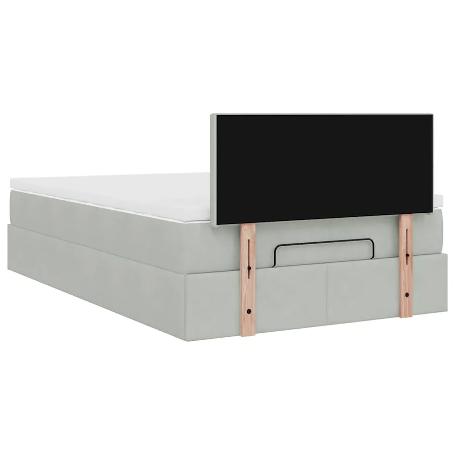 Cadre de lit ottoman et matelas gris clair 120x200 cm velours - 9
