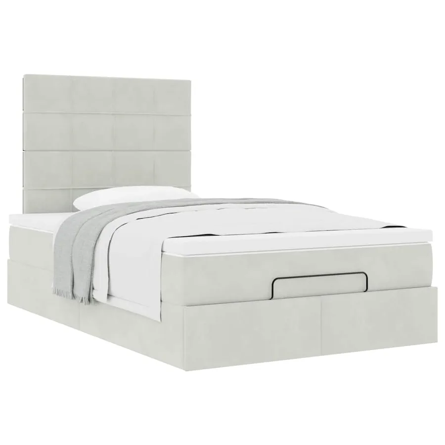 Cadre de lit ottoman avec matelas gris clair 120x190 cm velours - 5