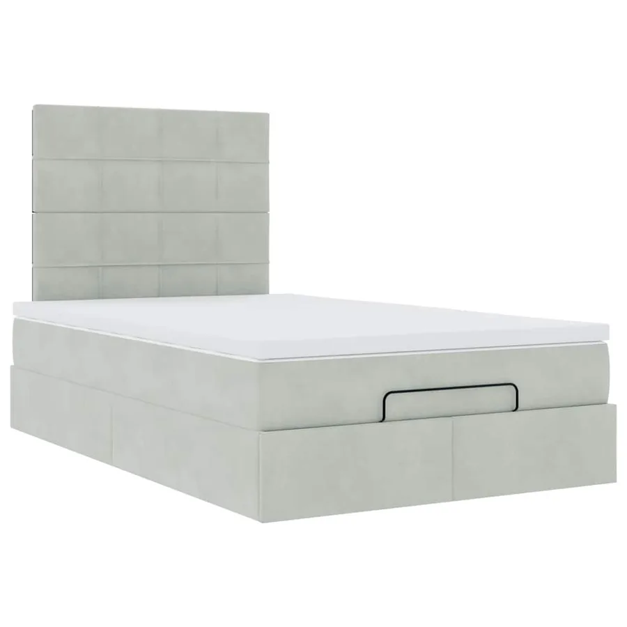 Cadre de lit ottoman avec matelas gris clair 120x190 cm velours - 6